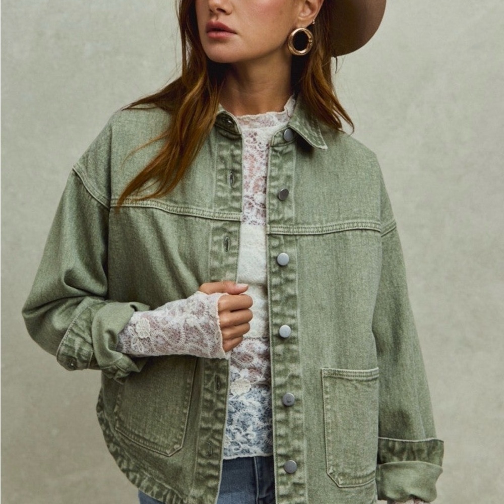 So Me Olive Jean Jacket